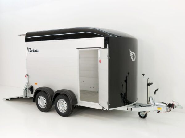Remorque cargo Debon 163 x 300 cm H:200 cm 2,6 t | Alu | Polybug | Porte | Noir