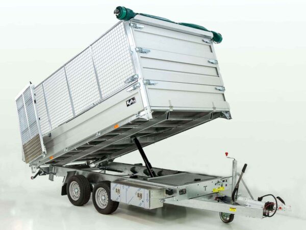 Benne basculante arrière Twintrailer TT35-35 3,5 t | 192 x 352 x 140 cm | Filet | Tandem