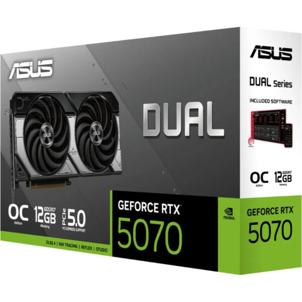 Carte graphique ASUS Dual RTX 5070 OC Edition, 12 Go de GDDR7, PCI-E 5.0, 8K