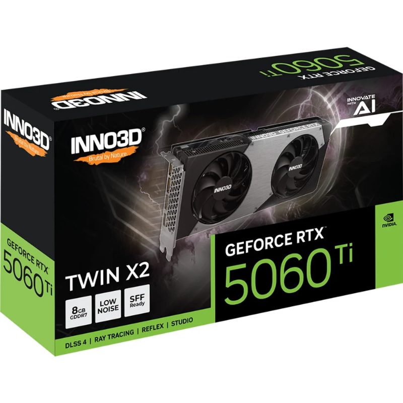 Carte graphique INNO3D GeForce RTX 5060 Ti TWIN X2 8 Go (DLSS 4, 3x DisplayPort, 1x HDMI 2.1)